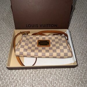 Authentic LOUIS VUITTON Damier Azur Eva Clutch